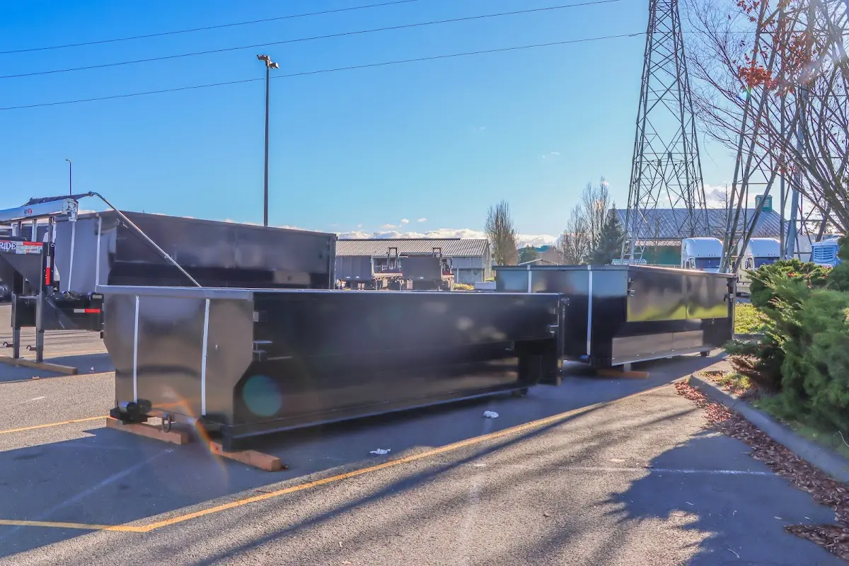 Roll-off dumpster ready for waste disposal at job site for Yard Waste Dumpster Rental in Plainfield